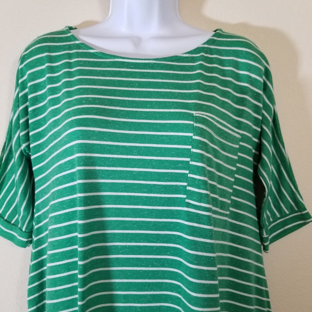 Umgee Oversized Kelly Green Striped Cotton Blend Dress w/ POCKETS, Size small - Picture 2 of 9
